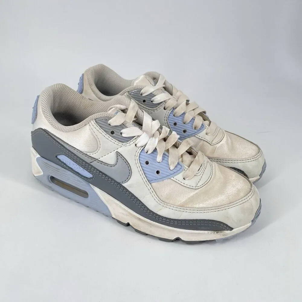 Nike Air Max Kids 6.5Y White Gray Blue Sneakers FB8570-100 Pre-Owned